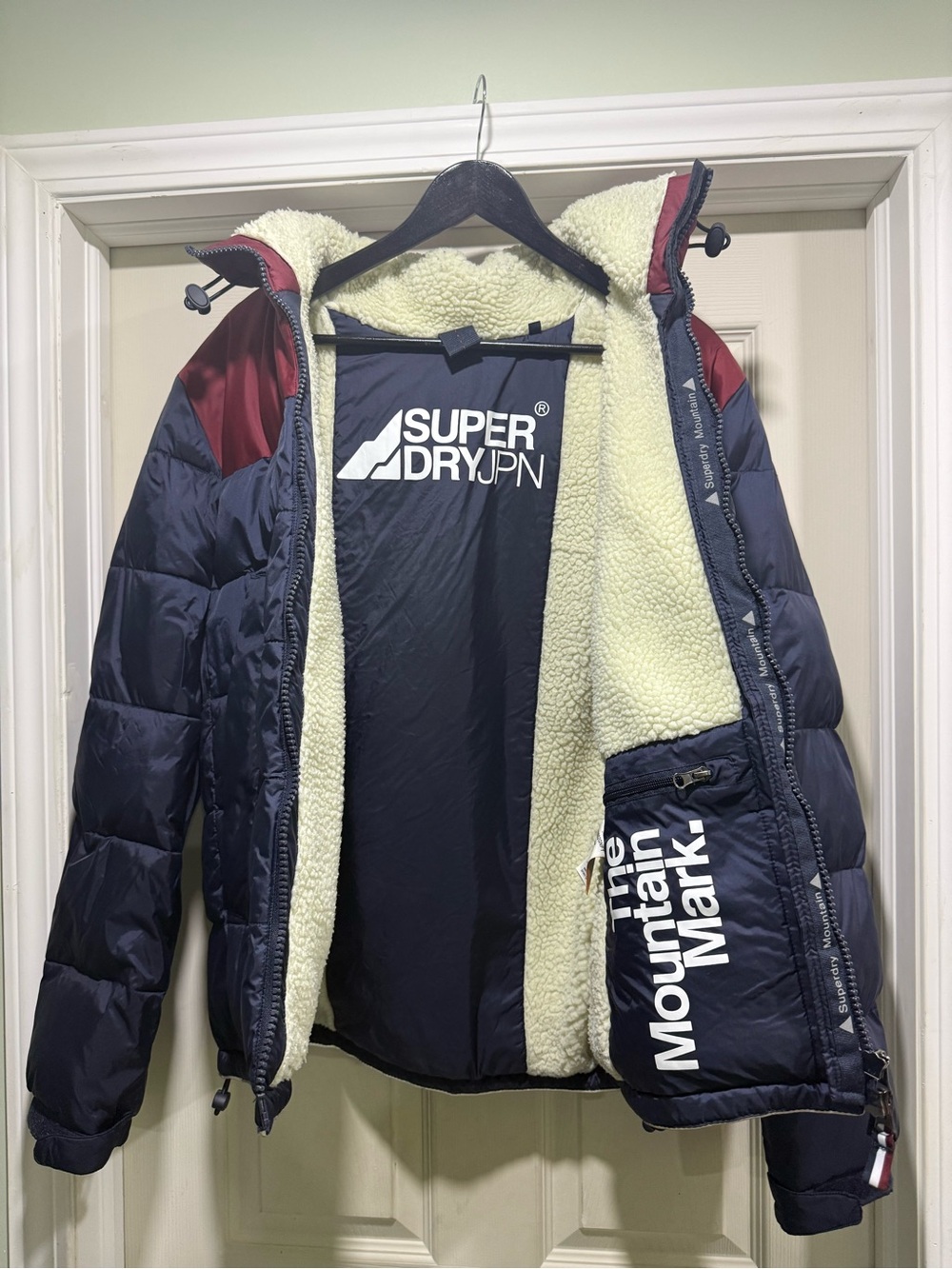 Superdry Men's Navy & Burgundy Sherpa-Lined Puffer Jacket